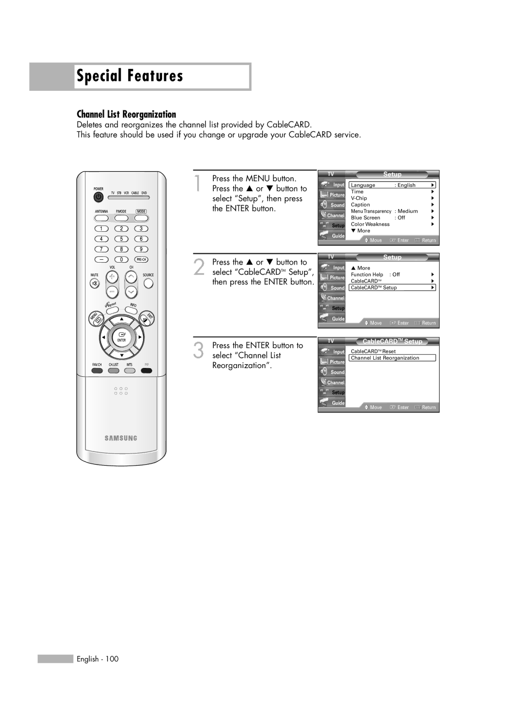 Samsung HL-R4266W manual Channel List Reorganization 