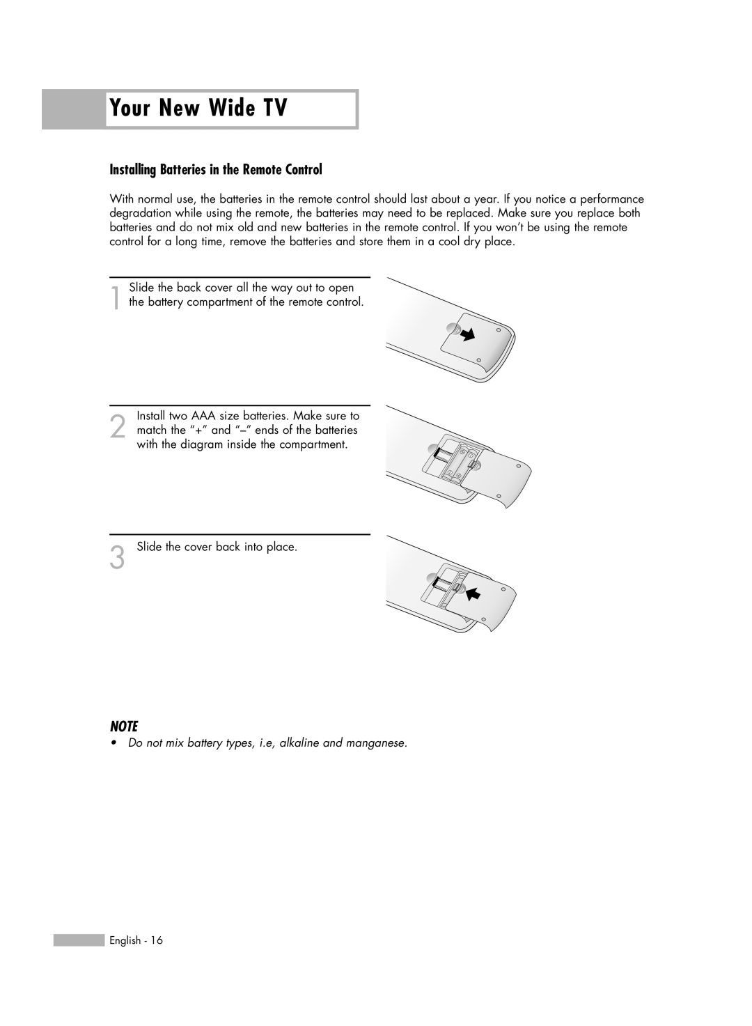 Samsung HL-R4266W manual Installing Batteries in the Remote Control 