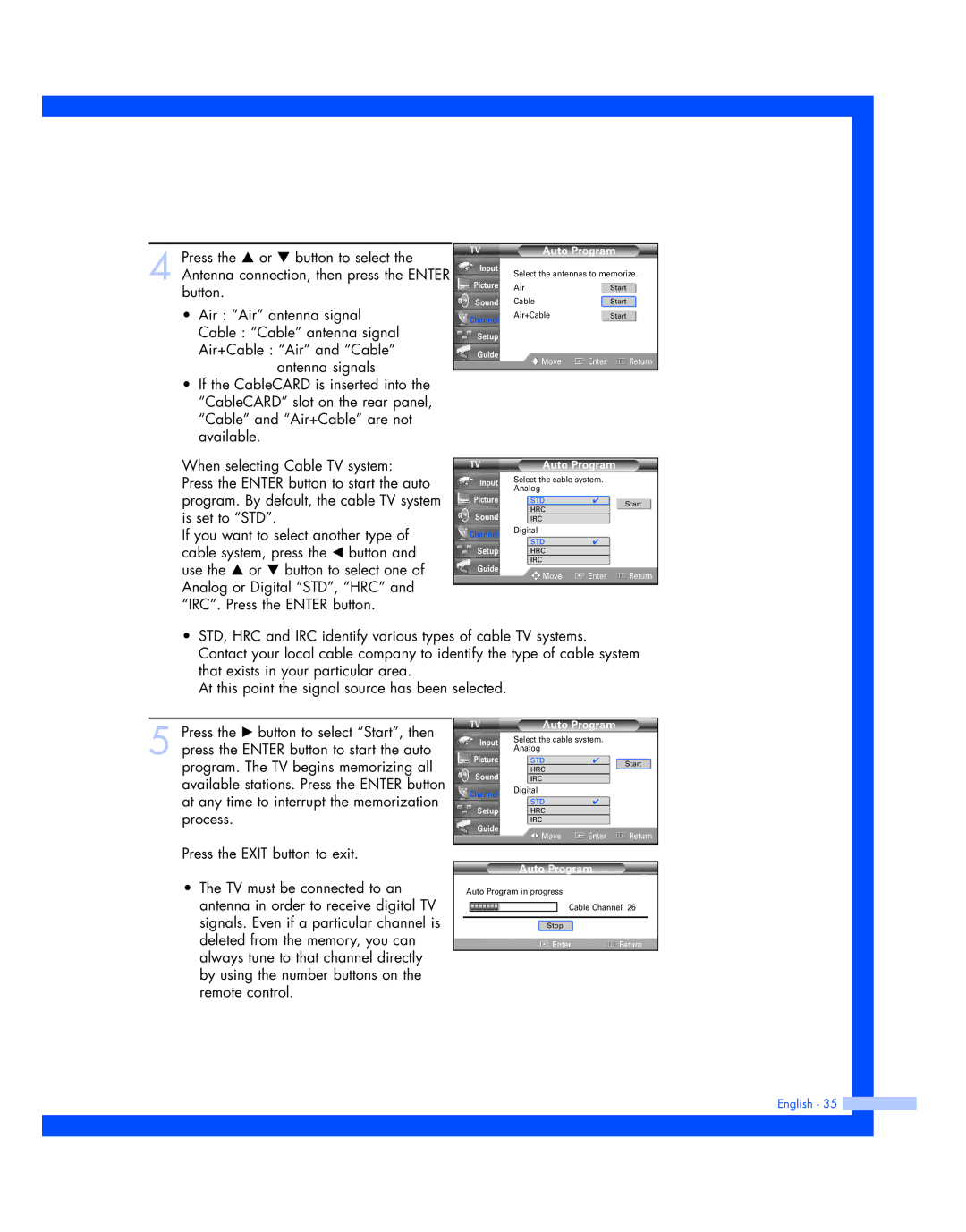 Samsung HL-R5677W, HL-R4677W instruction manual Auto Program 