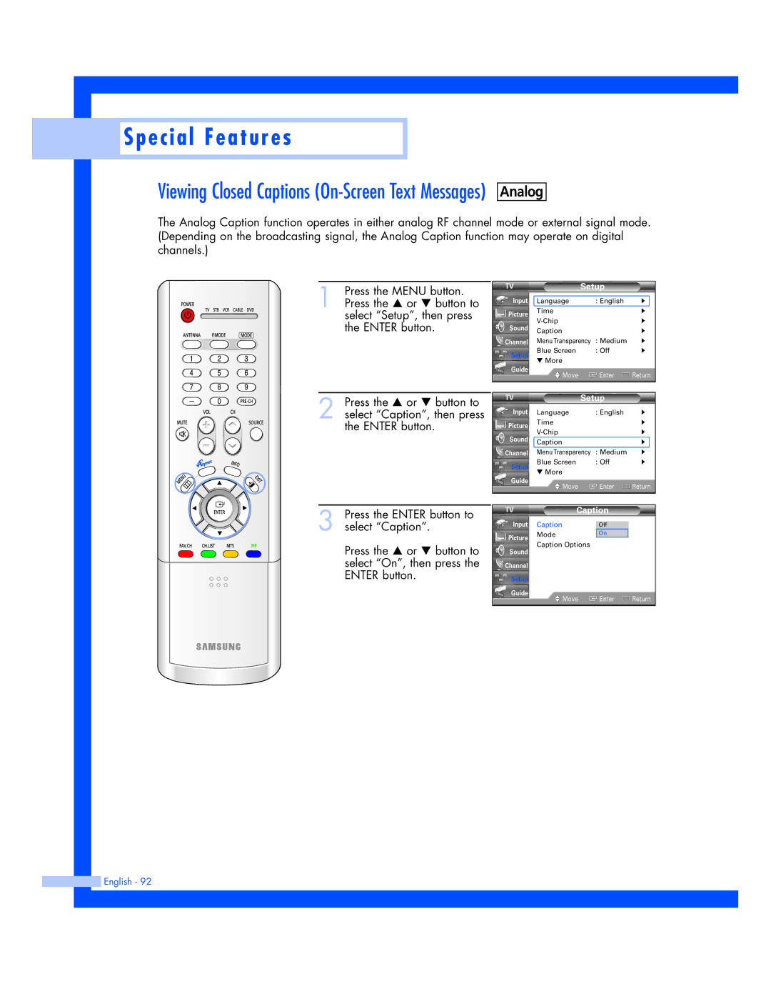 Samsung HL-R4677W, HL-R5677W instruction manual Caption 