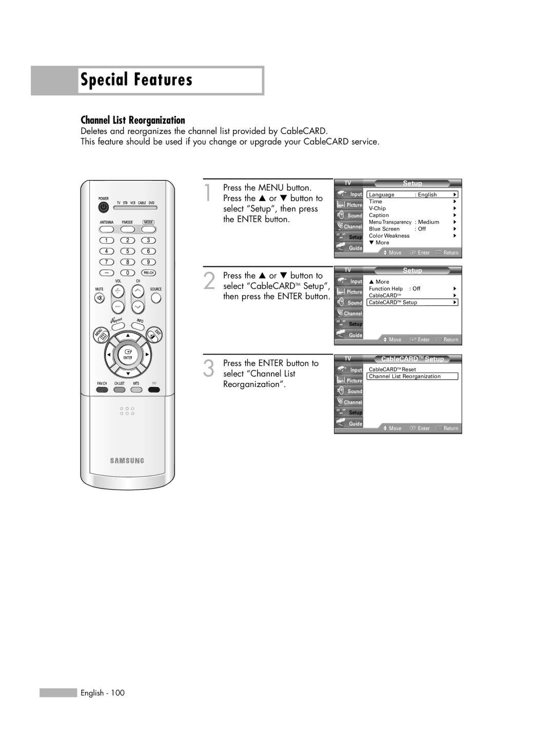 Samsung HL-R5066W manual Channel List Reorganization 