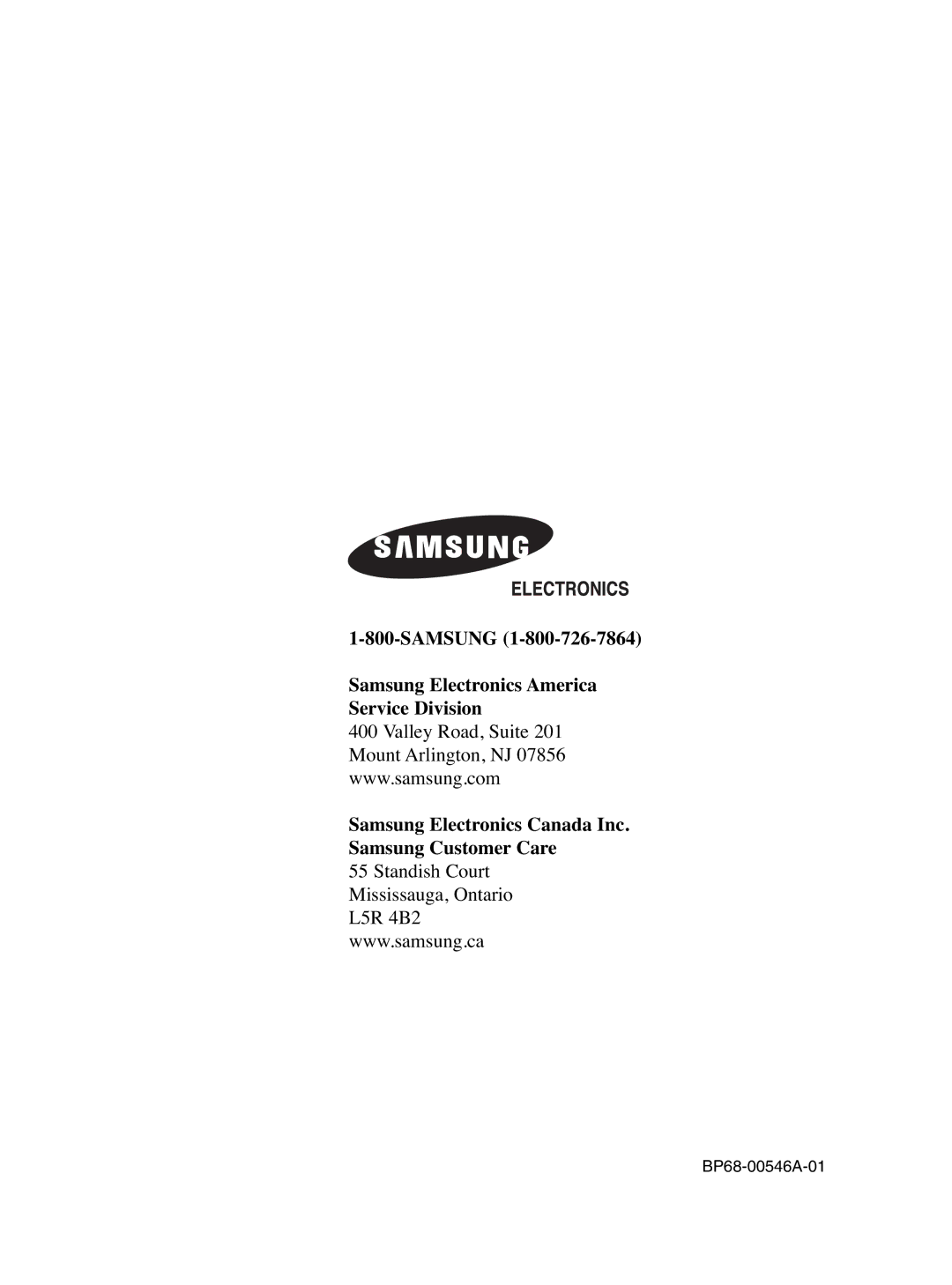 Samsung HL-R5066W manual BP68-00546A-01 