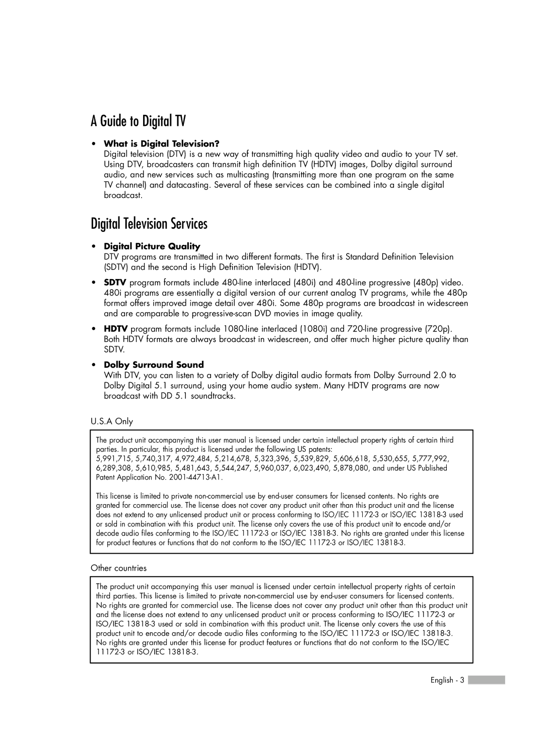 Samsung HL-R5066W Guide to Digital TV, Digital Television Services, What is Digital Television?, Digital Picture Quality 