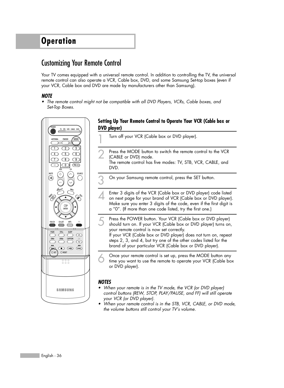 Samsung HL-R5066W manual Customizing Your Remote Control, DVD player 