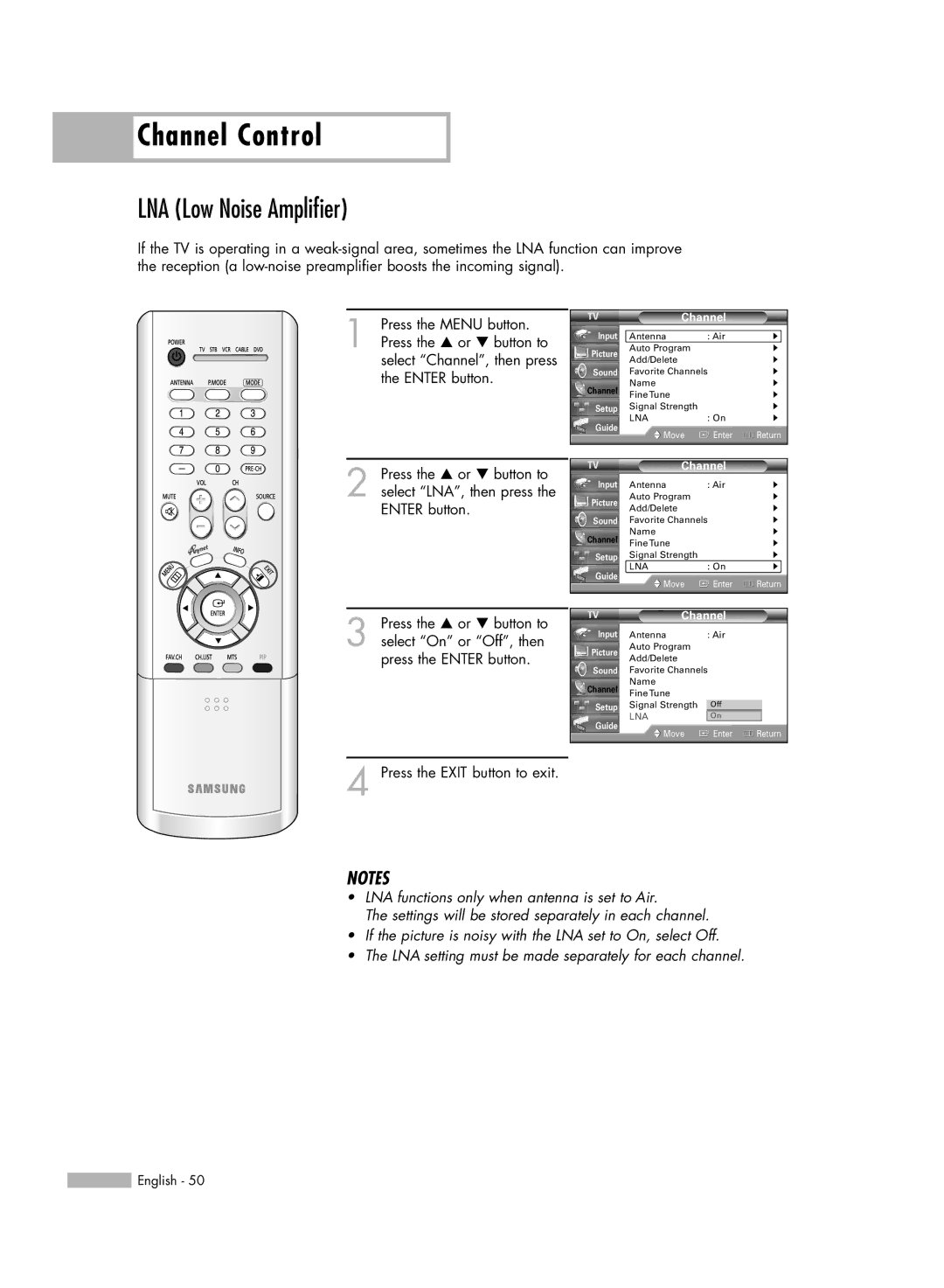 Samsung HL-R5066W manual LNA Low Noise Amplifier 