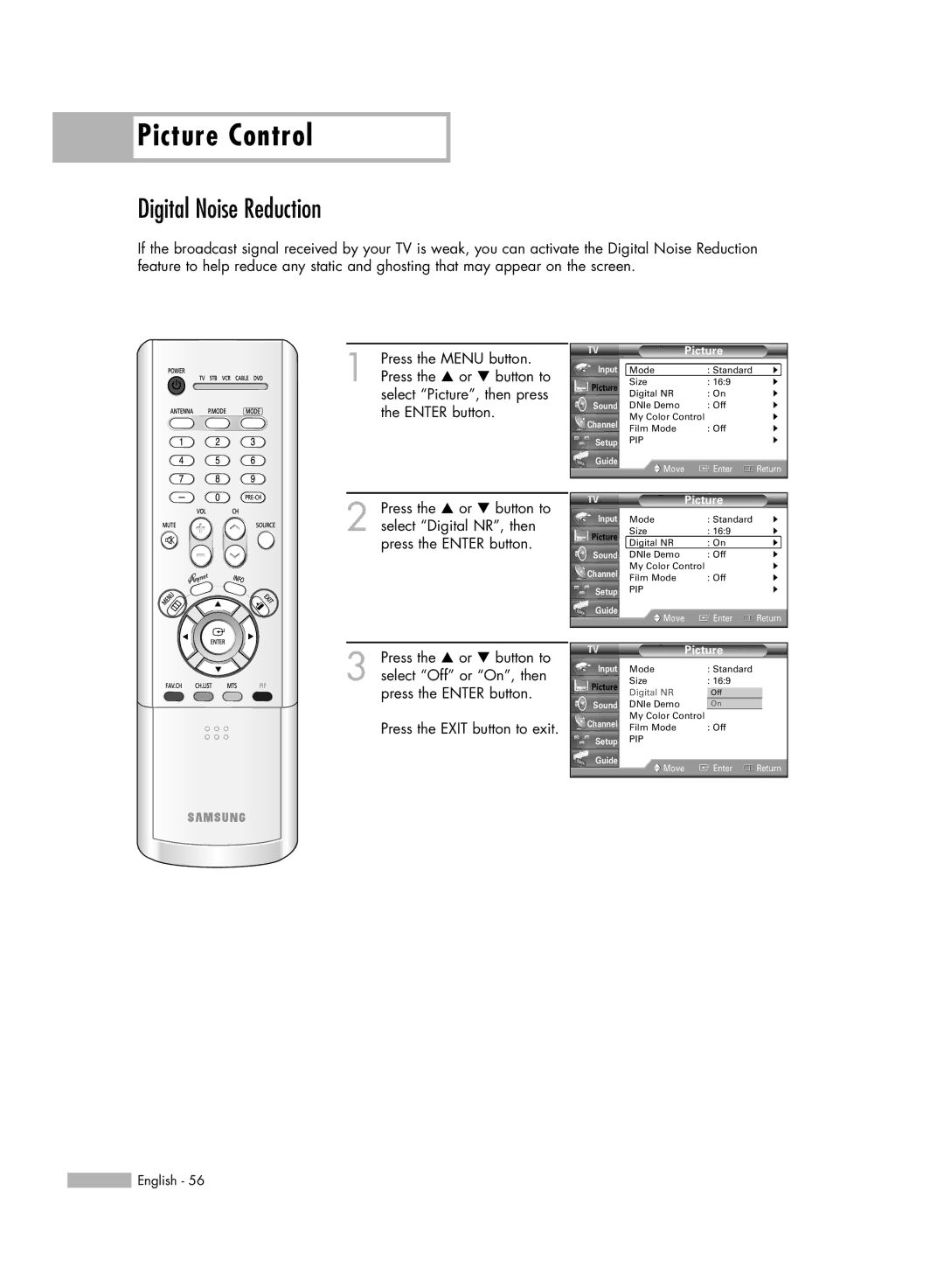 Samsung HL-R5066W manual Digital Noise Reduction 