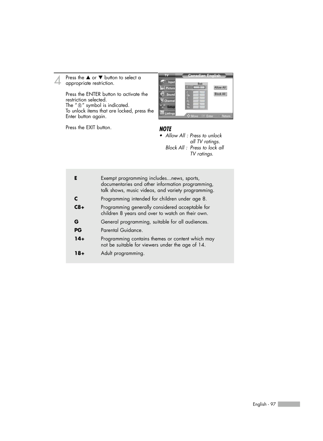 Samsung HL-R5688W manual Canadian English 