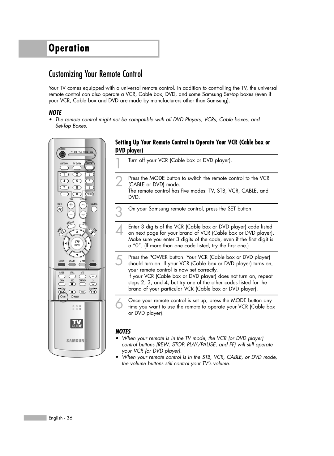 Samsung HL-R5688W manual Customizing Your Remote Control, DVD player 