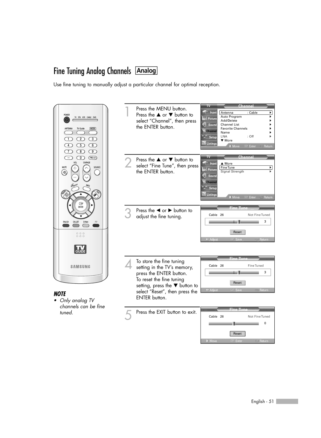 Samsung HL-R5688W manual Analog 