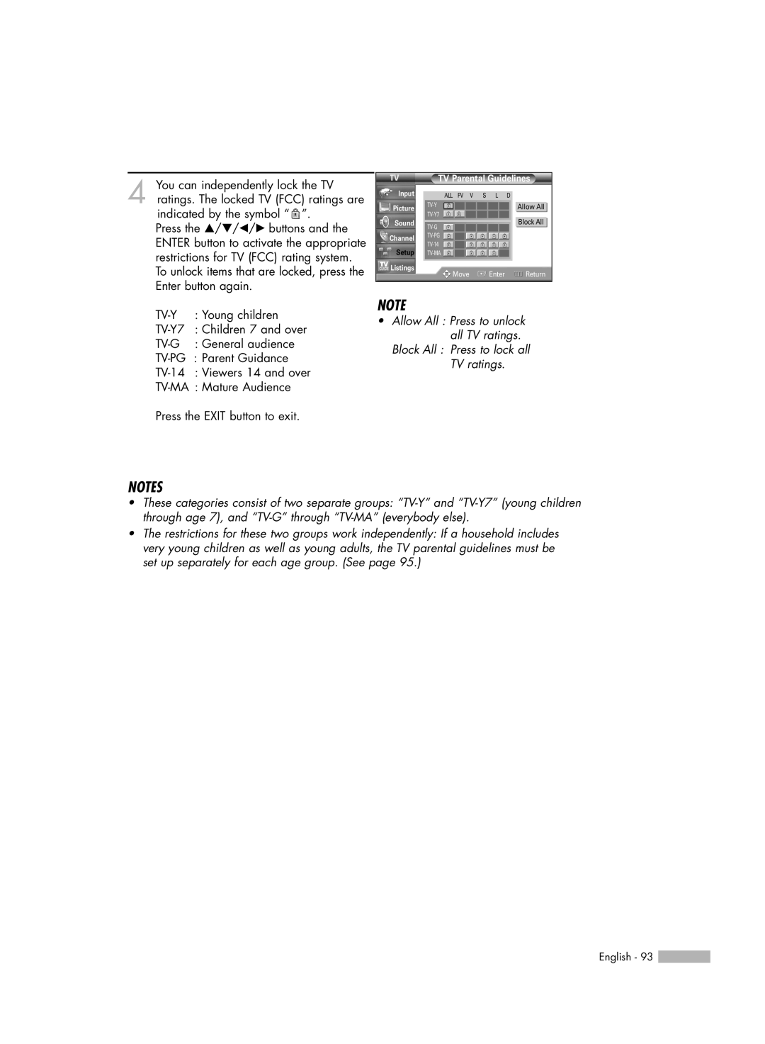 Samsung HL-R5688W manual TV Parental Guidelines 