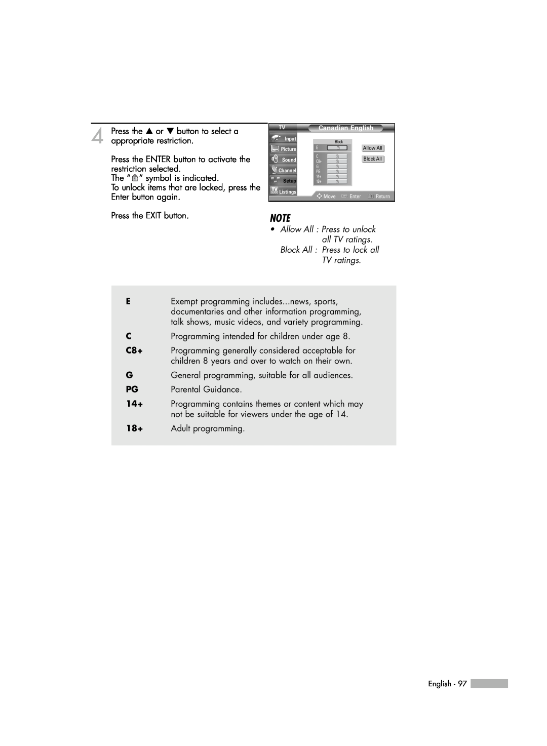Samsung HL-R5688W manual Canadian English 