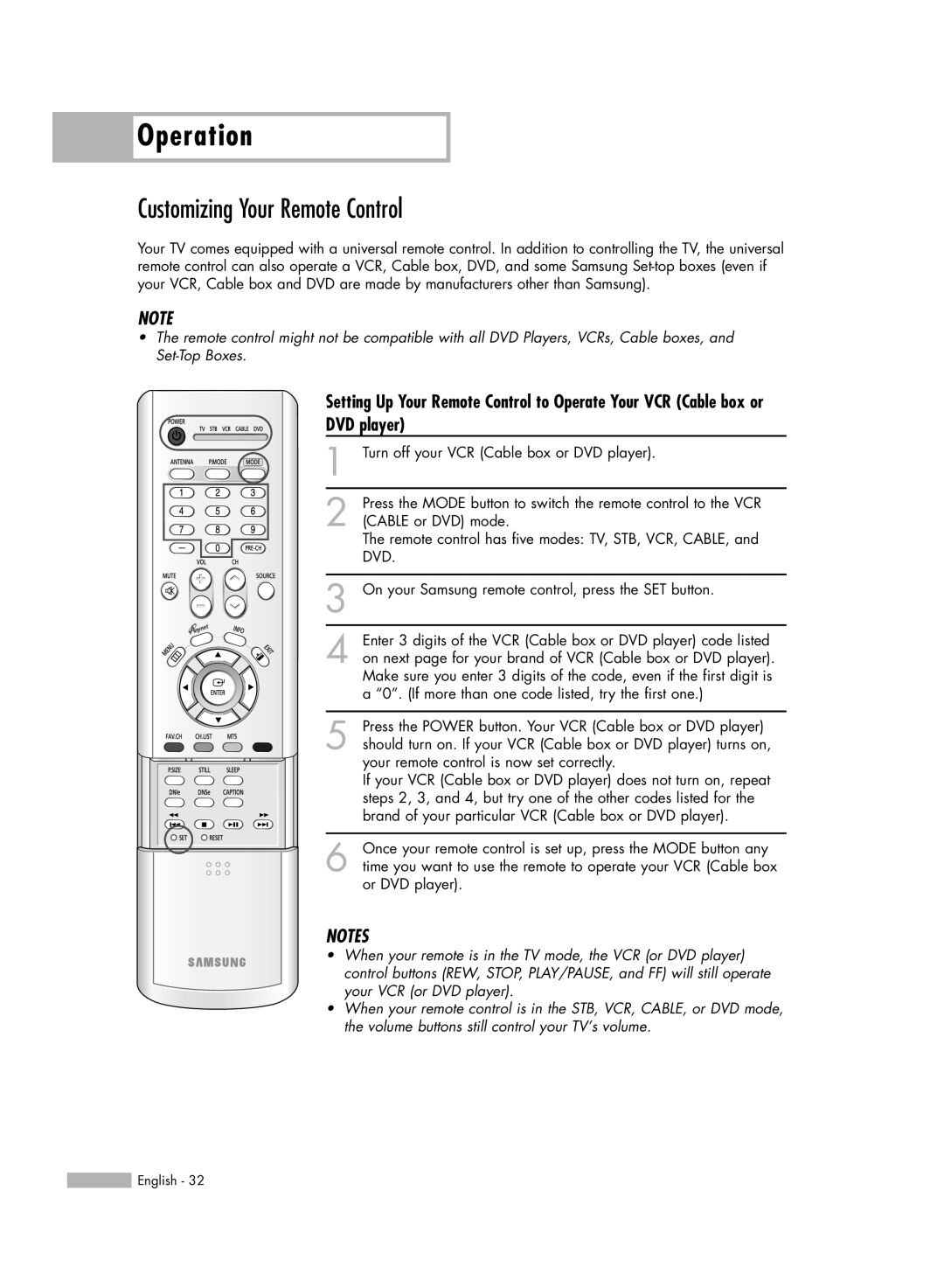 Samsung HL-R6156W, HL-R5656W, HL-R5056W, HL-R4656W manual Customizing Your Remote Control, DVD player 