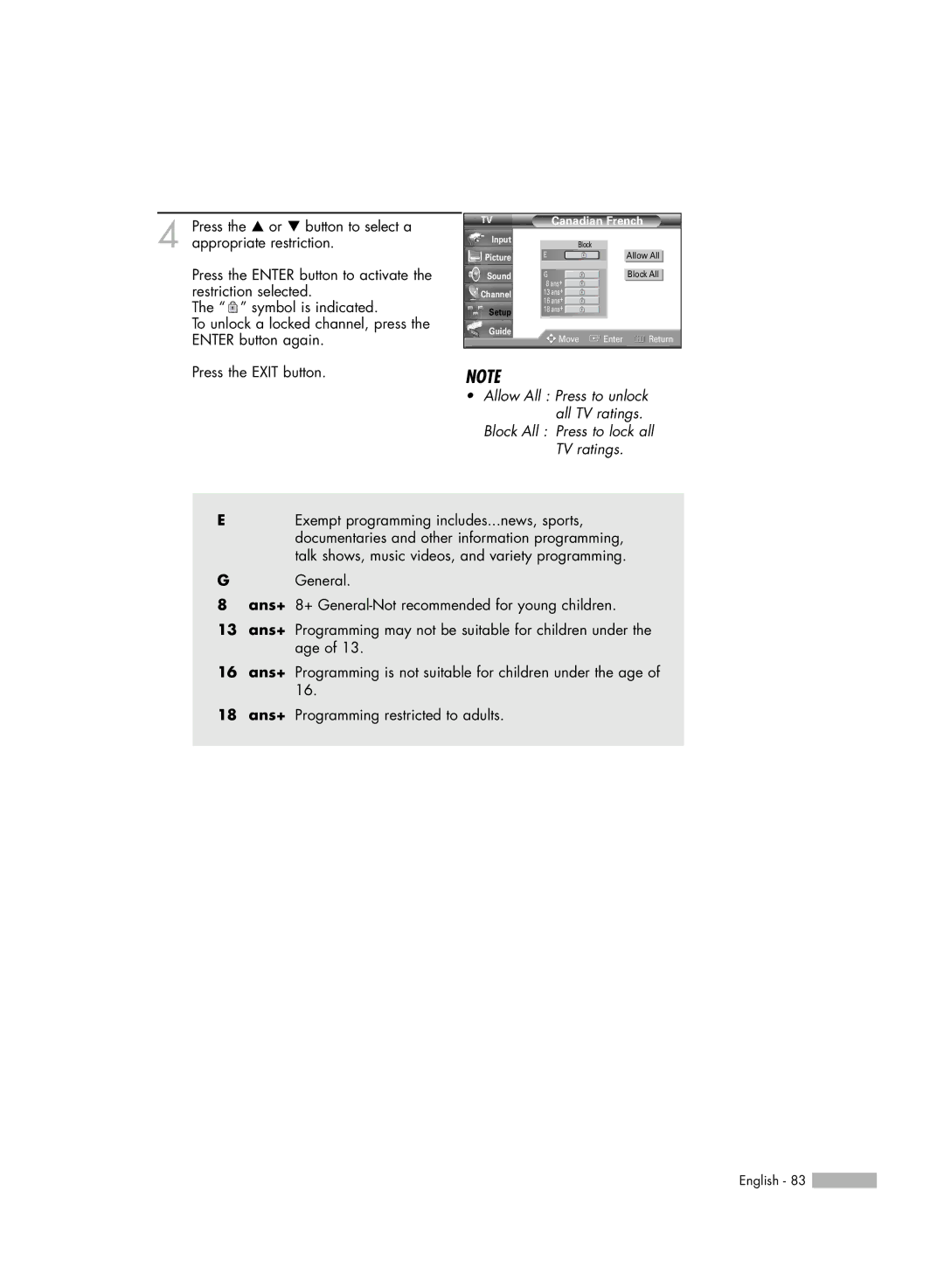 Samsung HL-R4656W, HL-R6156W, HL-R5656W, HL-R5056W manual Canadian French 