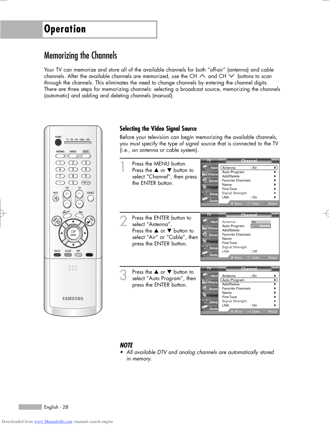 Samsung HL-R5656W, HL-R6156W, HL-R5056W manual Memorizing the Channels, Selecting the Video Signal Source 