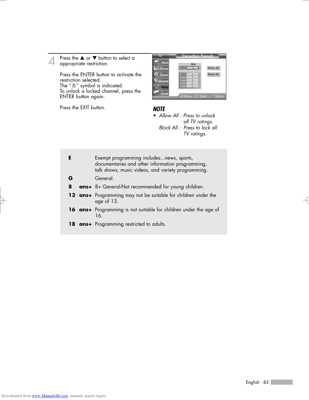 Samsung HL-R5056W, HL-R6156W, HL-R5656W manual Canadian French 