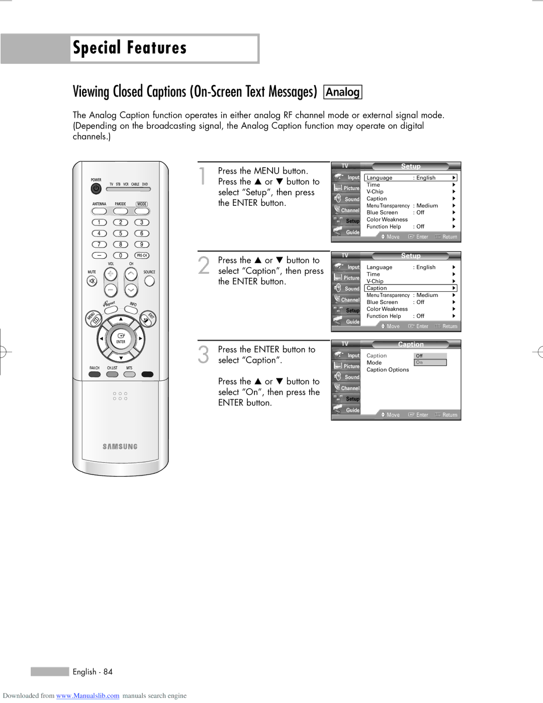 Samsung HL-R6156W, HL-R5656W, HL-R5056W manual Caption 