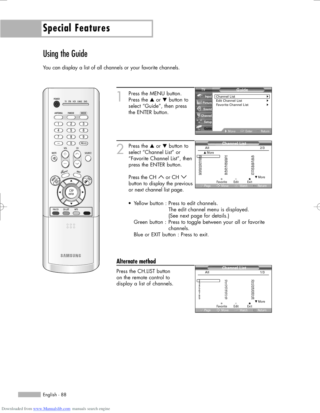 Samsung HL-R5656W, HL-R6156W, HL-R5056W manual Using the Guide, Channel List 