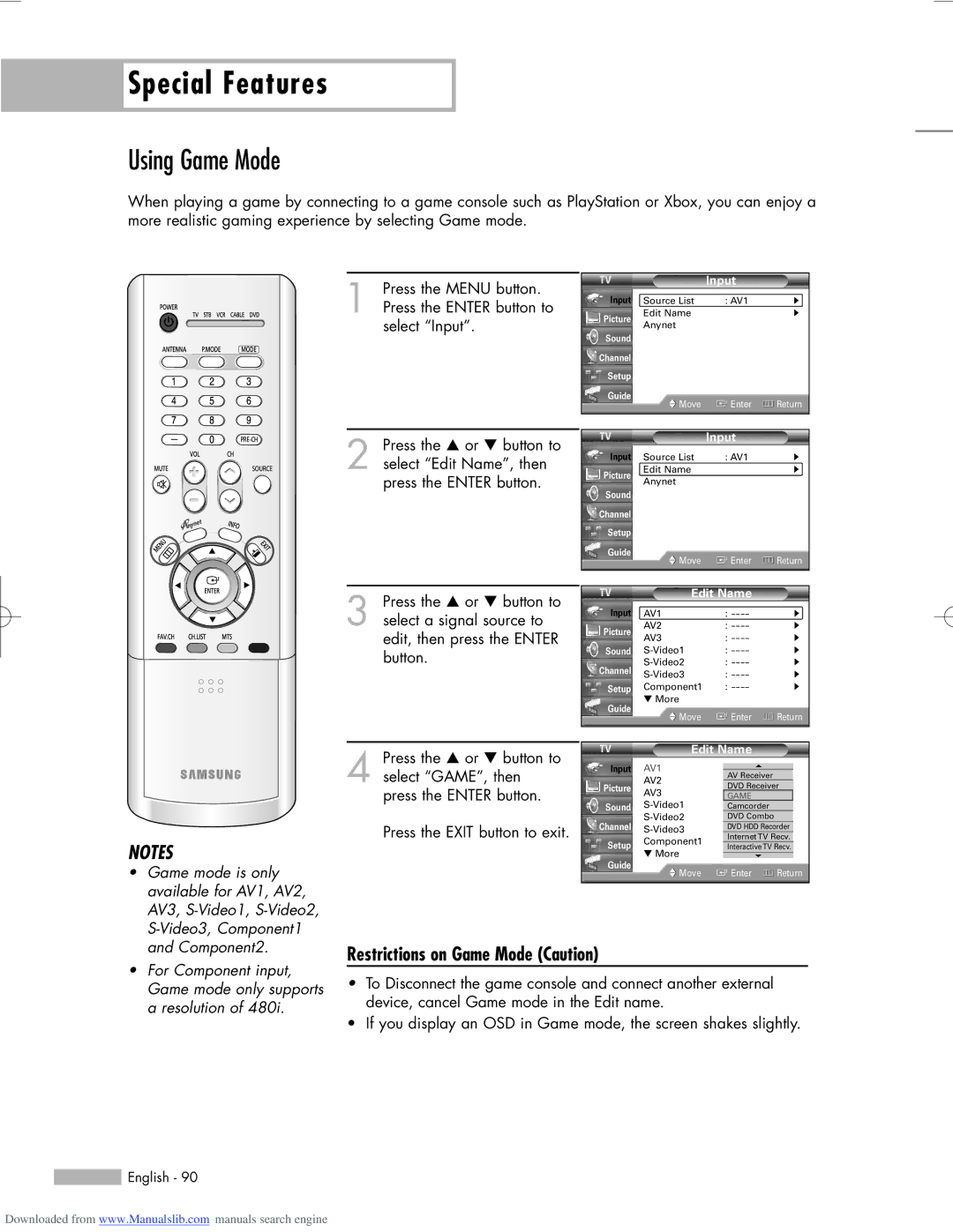 Samsung HL-R6156W, HL-R5656W, HL-R5056W manual Using Game Mode, Restrictions on Game Mode Caution 