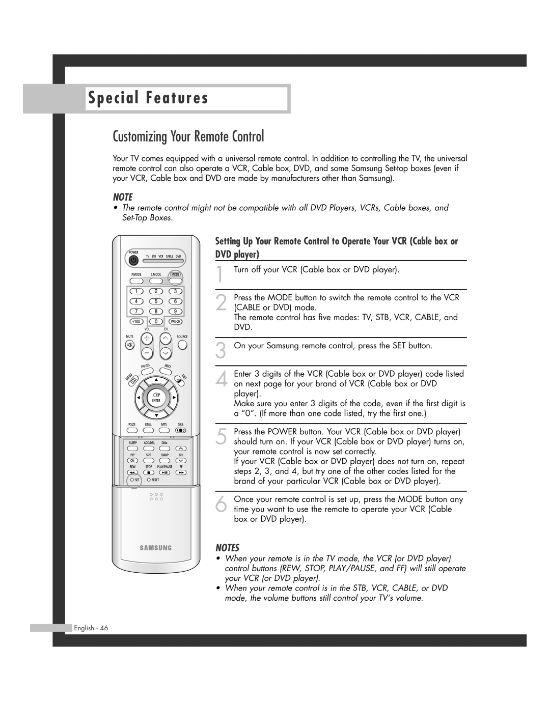 Samsung HL-R5662W, HL-R6162W, HL-R4662W, HL-R4262W, HL-R5062W, BP68-00493D-00 manual Customizing Your Remote Control, DVD player 