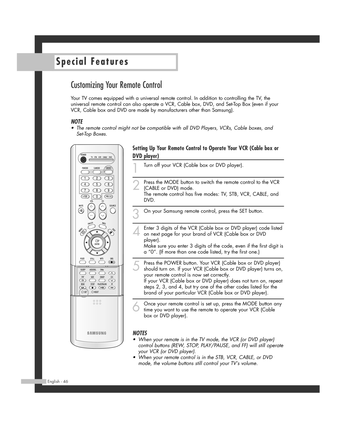 Samsung HL-R5664W, HL-R6164W, HL-R4664W, HL-R5064W, HL-R4264W manual Customizing Your Remote Control, DVD player 