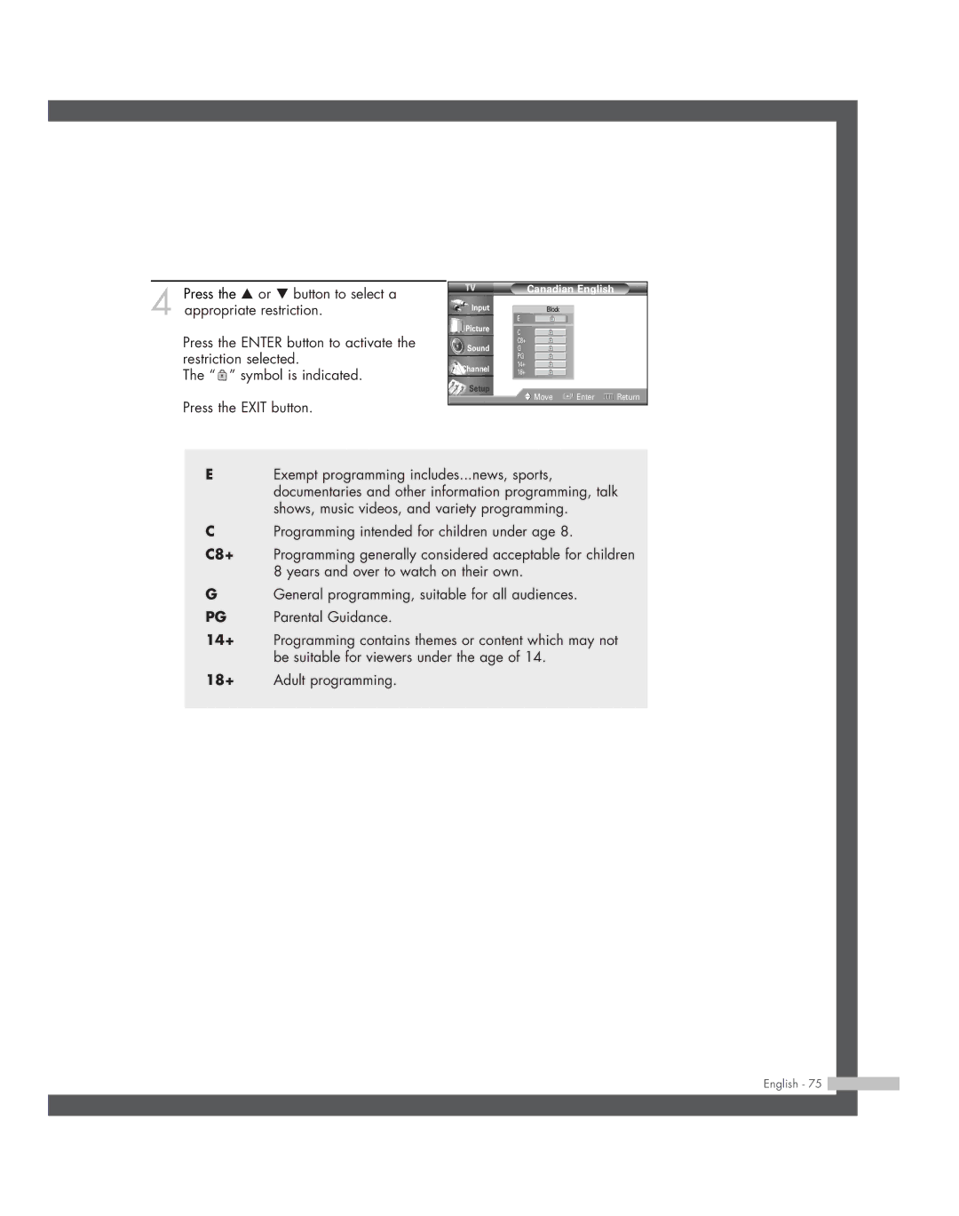 Samsung HL-R6164W, HL-R5664W, HL-R4664W, HL-R5064W, HL-R4264W manual Canadian English 