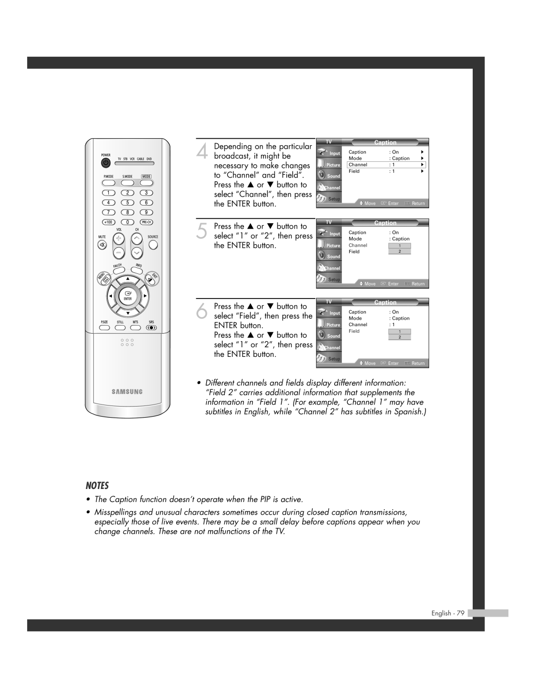 Samsung HL-R4264W, HL-R6164W, HL-R5664W, HL-R4664W, HL-R5064W manual Channel Field 