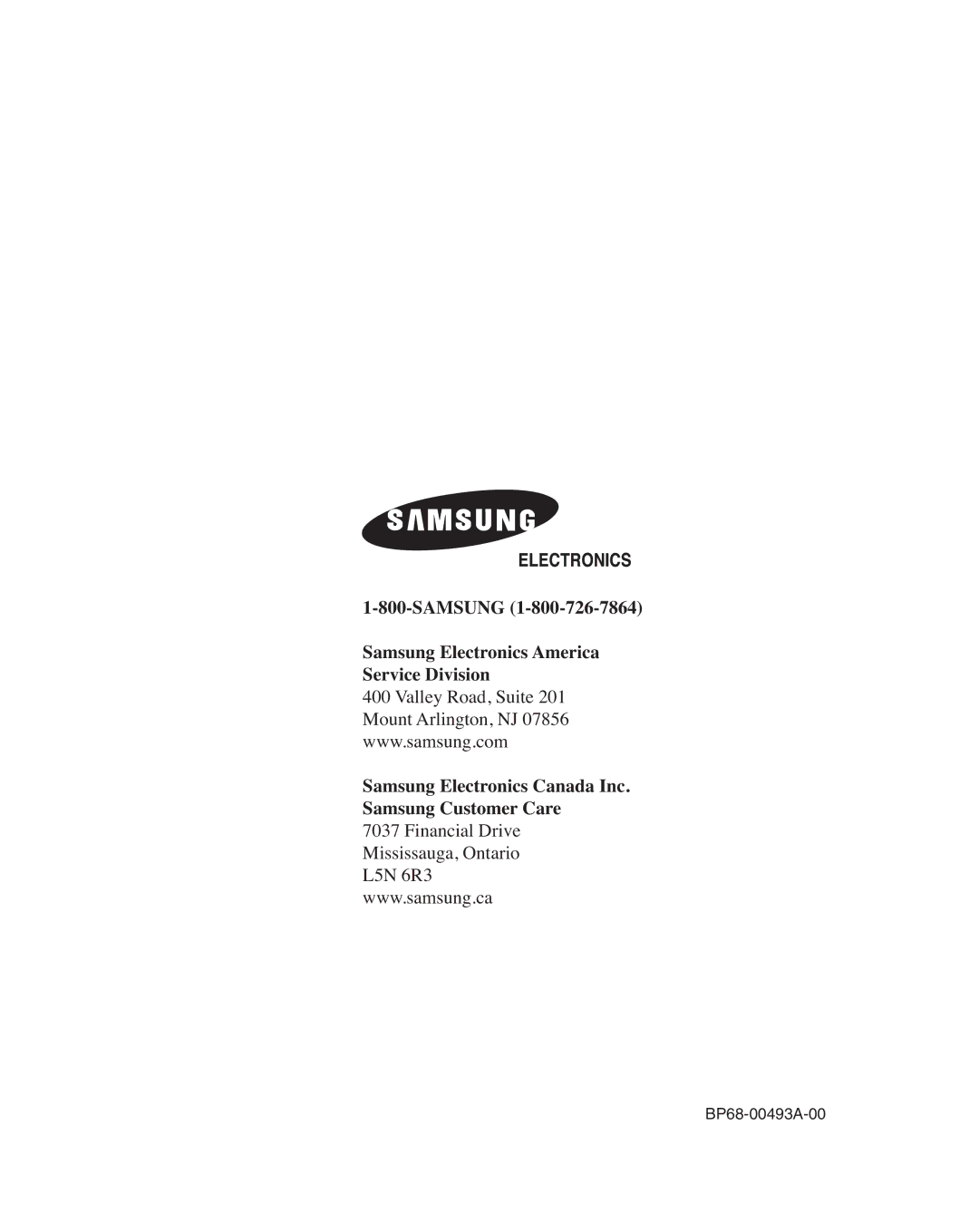 Samsung HL-R5664W, HL-R6164W, HL-R4664W, HL-R5064W, HL-R4264W manual BP68-00493A-00 