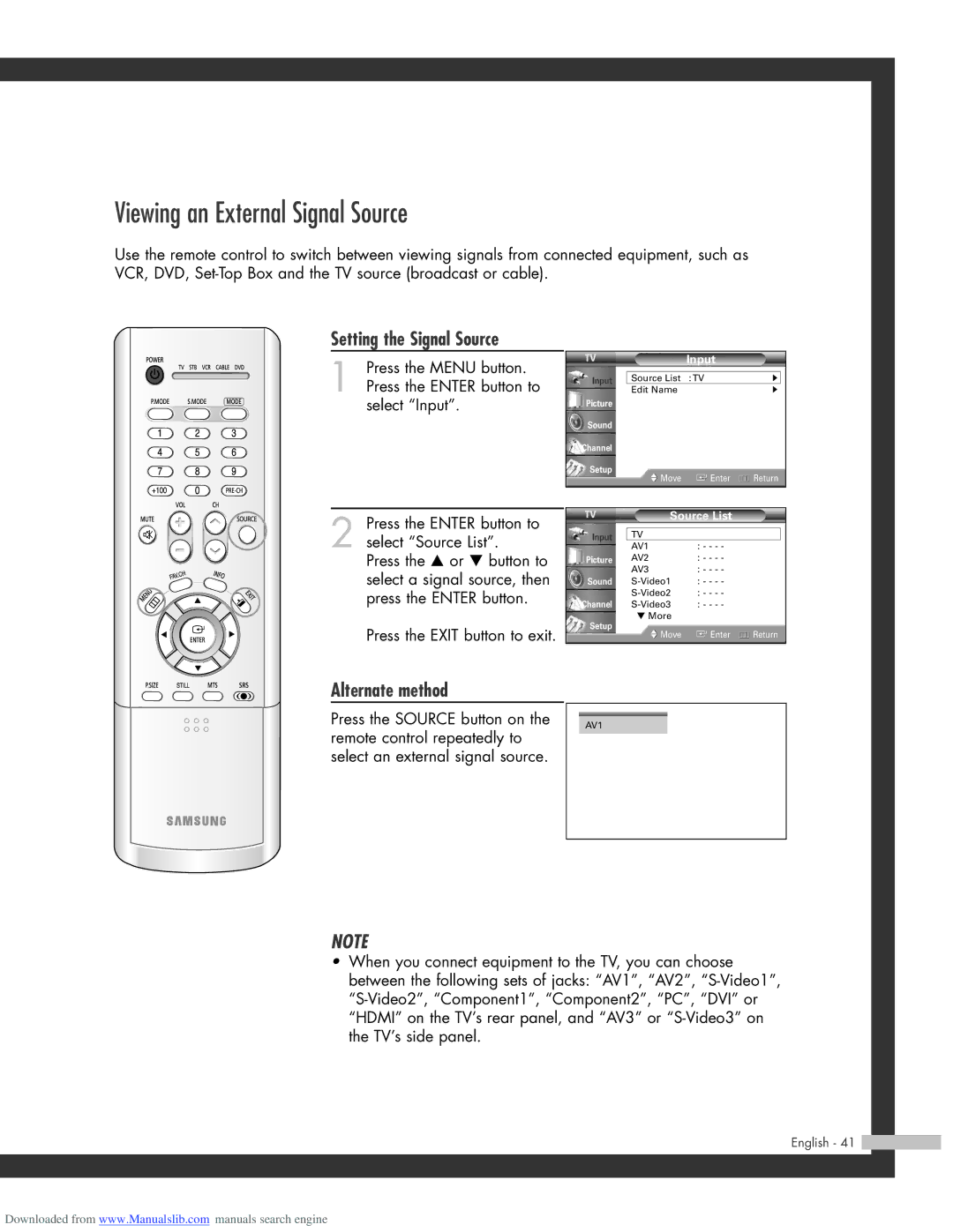 Samsung HL-R5664W, HL-R6164W, HL-R4664W, HL-R5064W manual Viewing an External Signal Source, Setting the Signal Source 