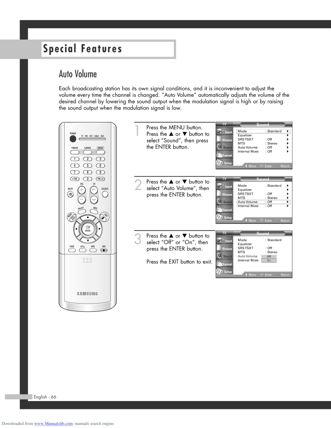 Samsung HL-R4664W, HL-R6164W, HL-R5664W, HL-R5064W manual Auto Volume 