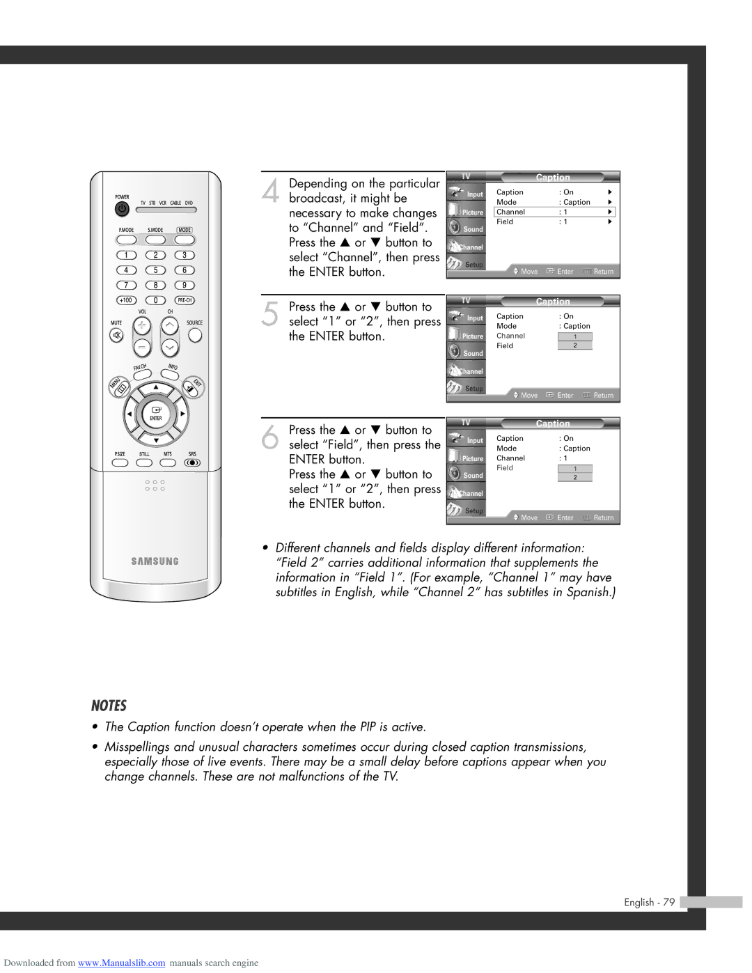 Samsung HL-R5064W, HL-R6164W, HL-R5664W, HL-R4664W manual Channel Field 