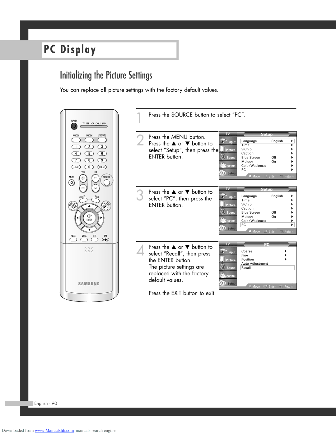 Samsung HL-R4664W, HL-R6164W, HL-R5664W, HL-R5064W manual Initializing the Picture Settings 