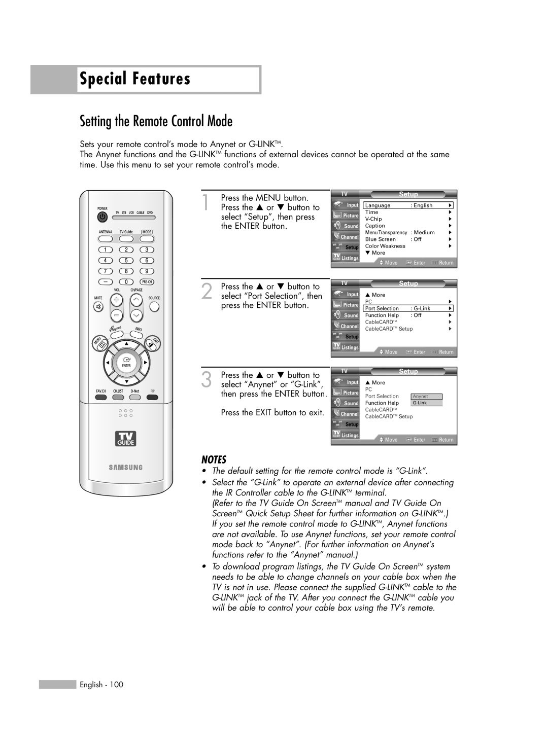 Samsung HL-R6167W, HL-R5067W, HL-R5667W, HL-R4667W manual Setting the Remote Control Mode 