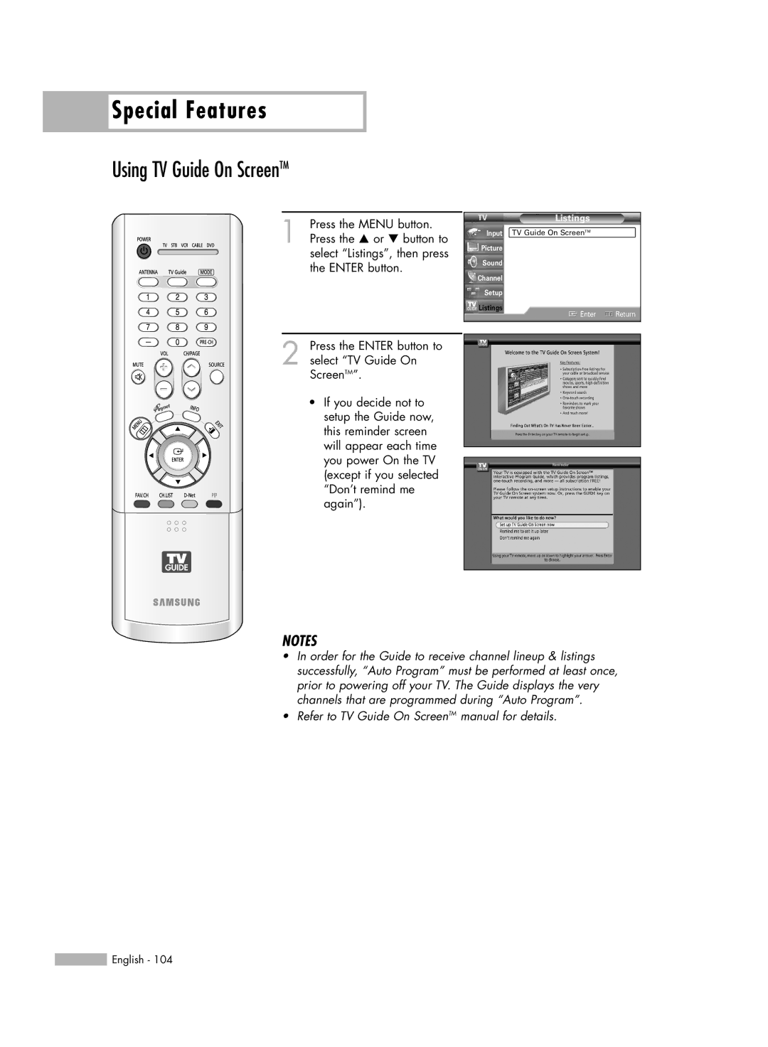 Samsung HL-R6167W, HL-R5067W, HL-R5667W, HL-R4667W manual Using TV Guide On ScreenTM, Listings 