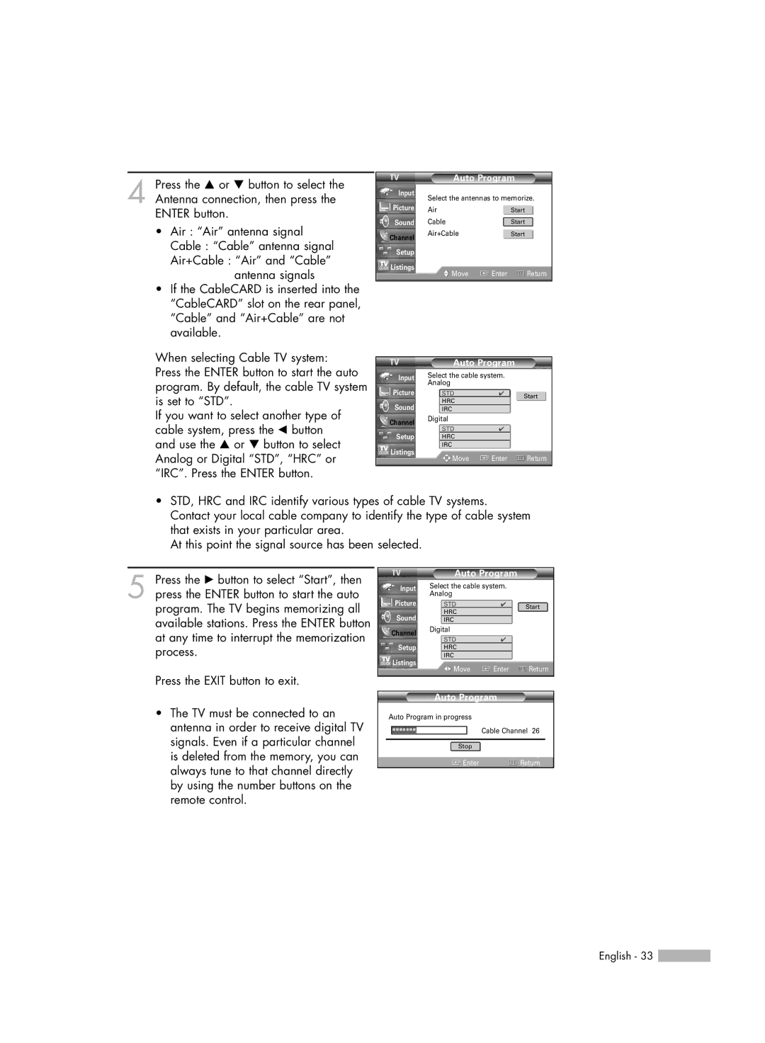 Samsung HL-R6167W, HL-R5067W, HL-R5667W manual Auto Program 