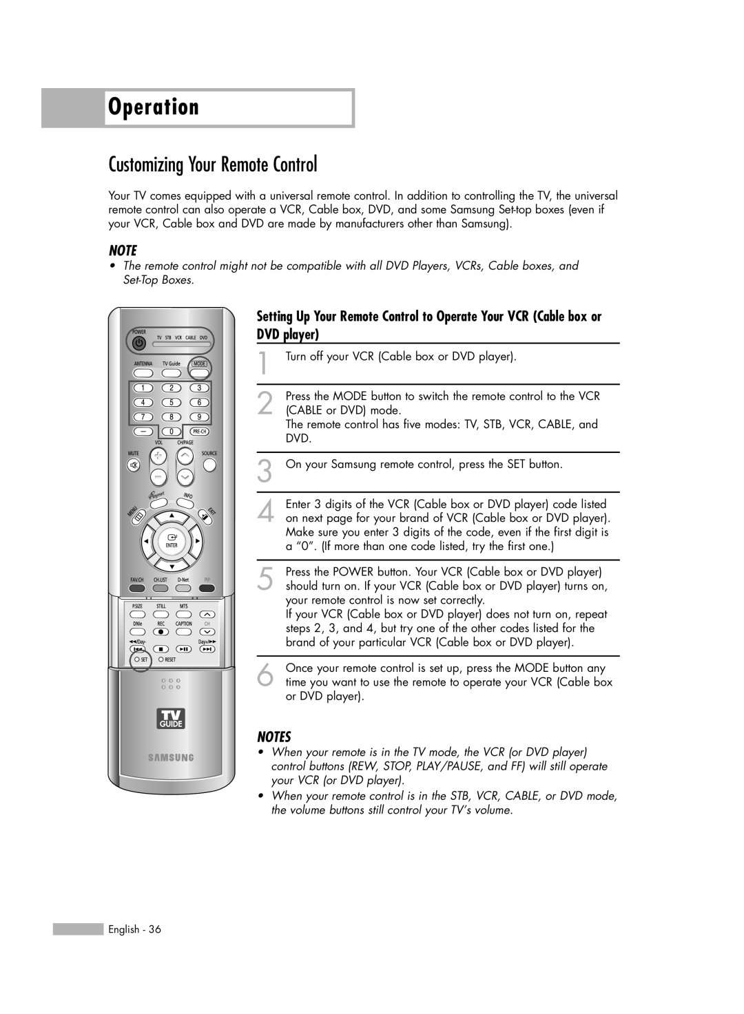 Samsung HL-R6167W, HL-R5067W, HL-R5667W manual Customizing Your Remote Control, DVD player 