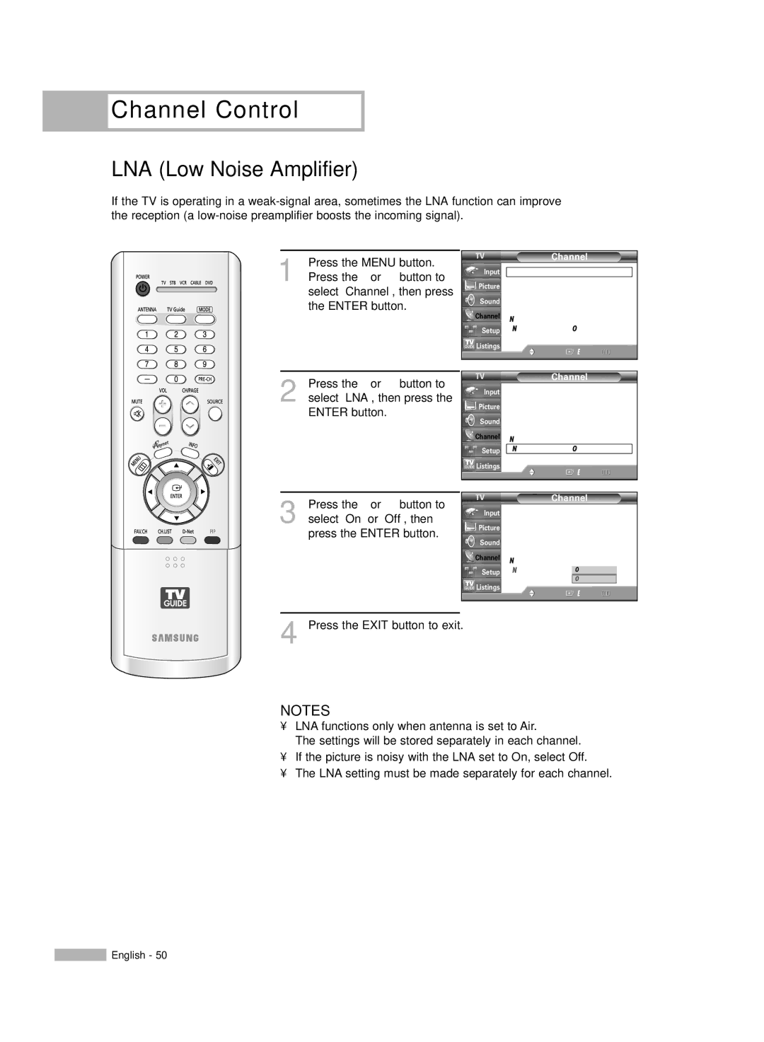 Samsung HL-R5667W, HL-R6167W, HL-R5067W manual LNA Low Noise Amplifier 