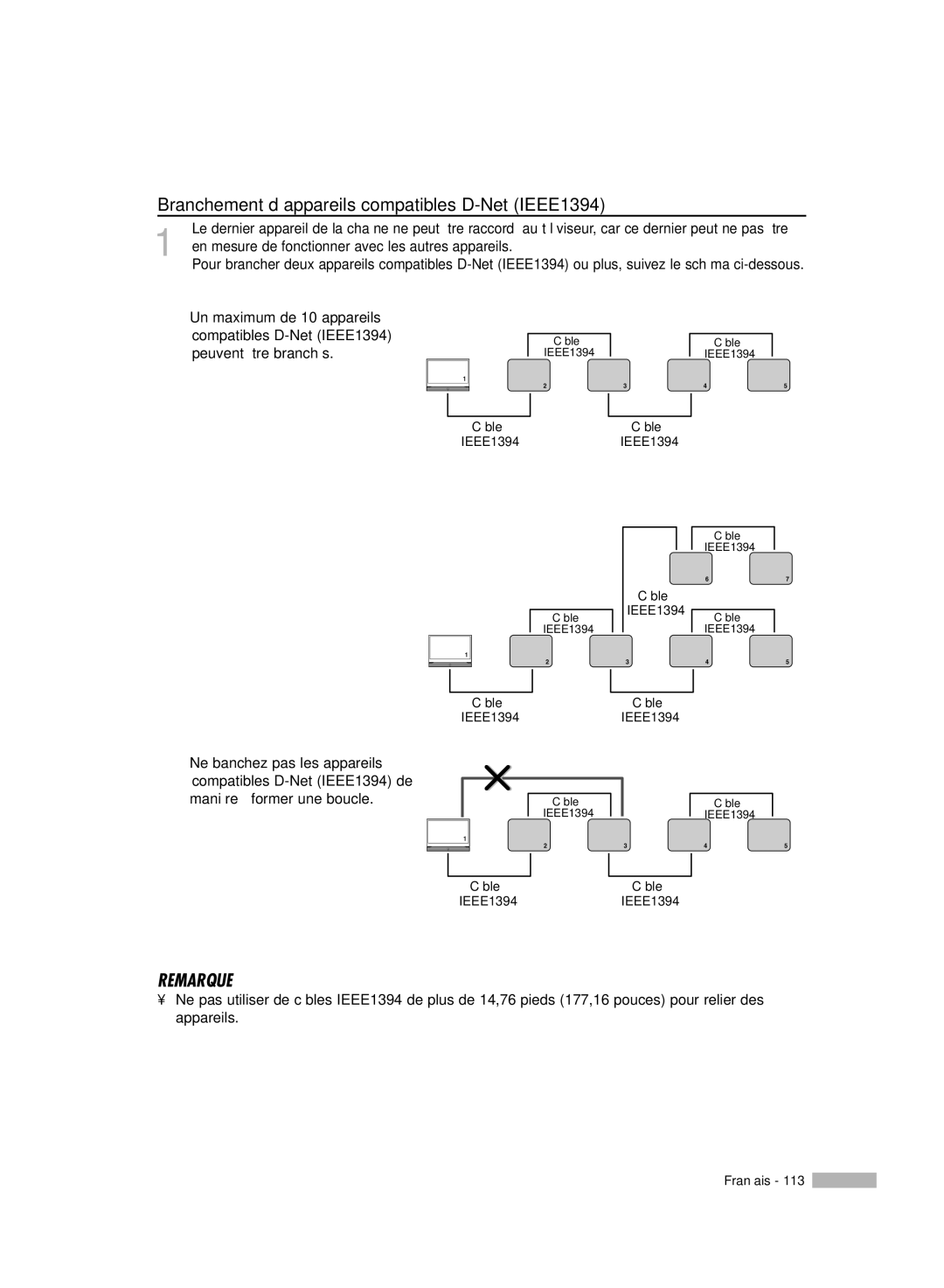 Samsung HL-R5078W, HL-R6178W, HL-R5678W, HL-R7178W manual Branchement d’appareils compatibles D-Net IEEE1394 