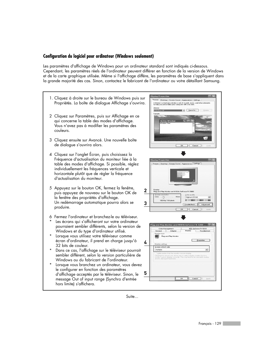 Samsung HL-R5078W, HL-R6178W, HL-R5678W, HL-R7178W manual Configuration du logiciel pour ordinateur Windows seulement 