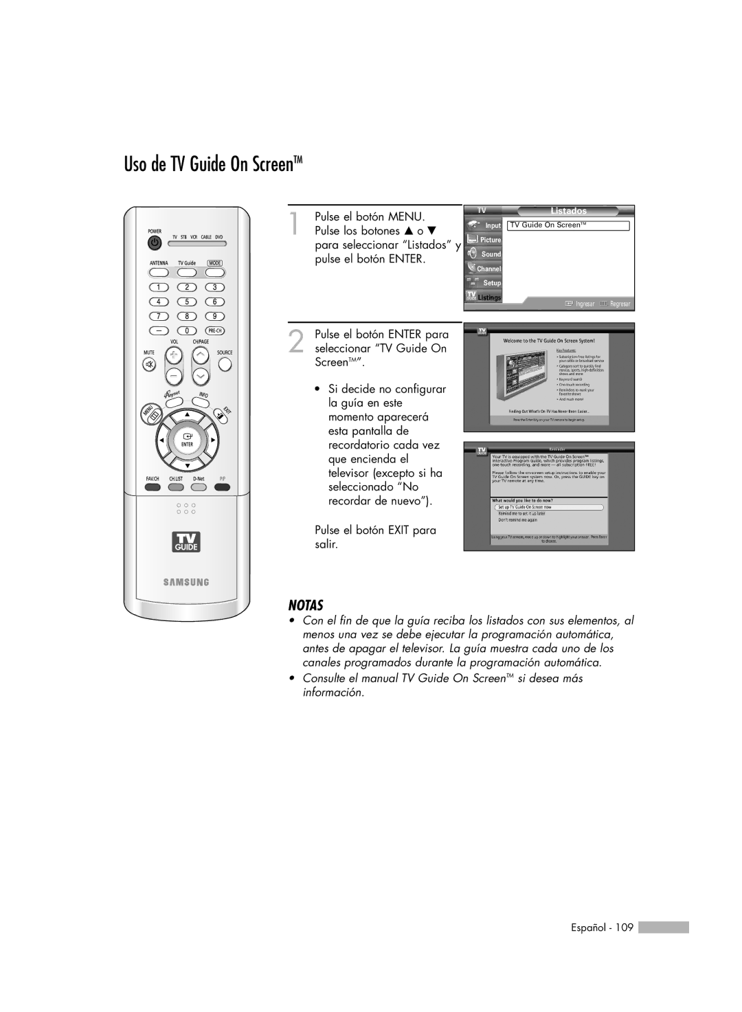 Samsung HL-R5078W, HL-R6178W, HL-R5678W, HL-R7178W manual Uso de TV Guide On ScreenTM, Listados 