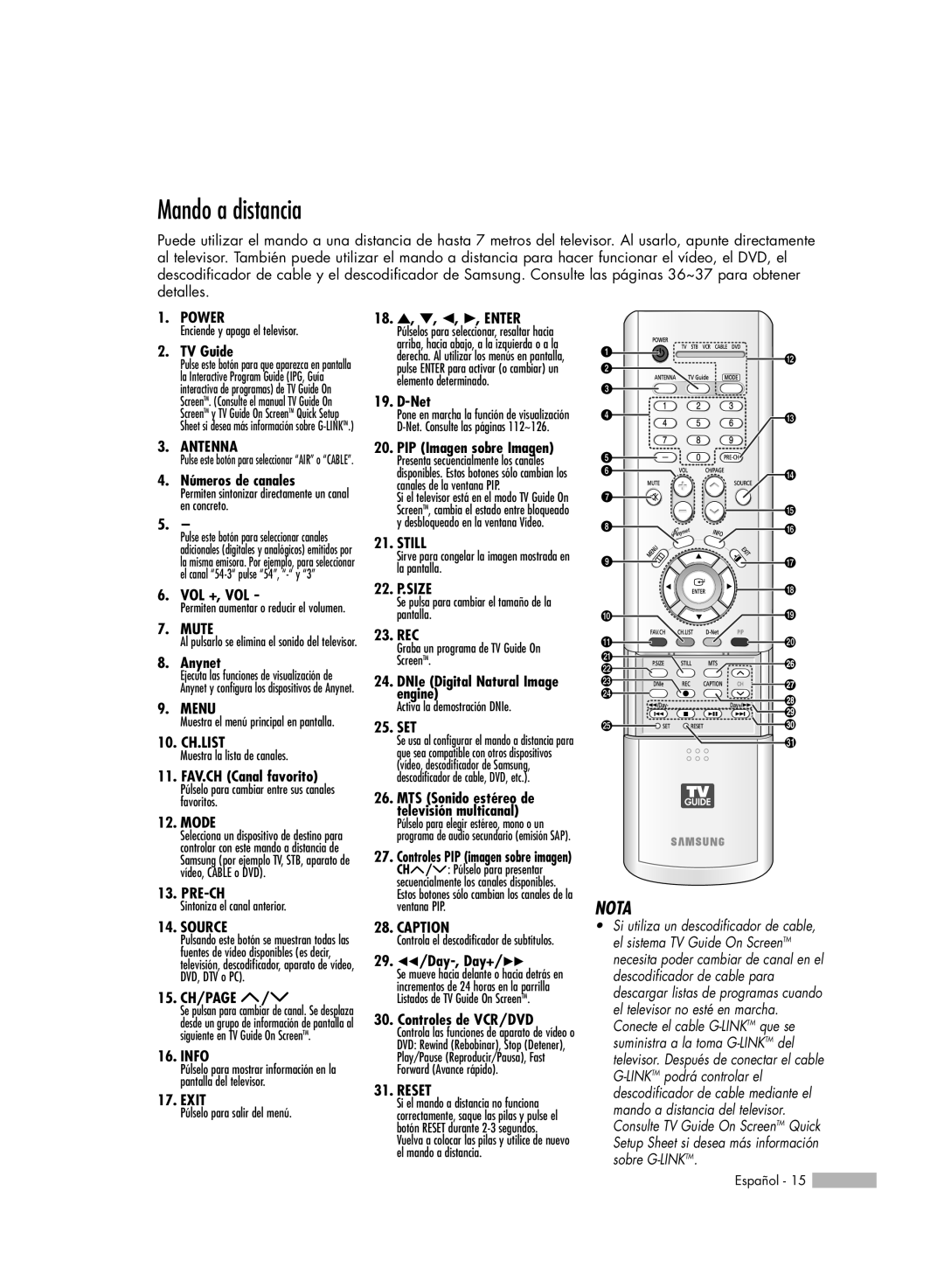 Samsung HL-R7178W, HL-R6178W, HL-R5078W, HL-R5678W manual Mando a distancia 