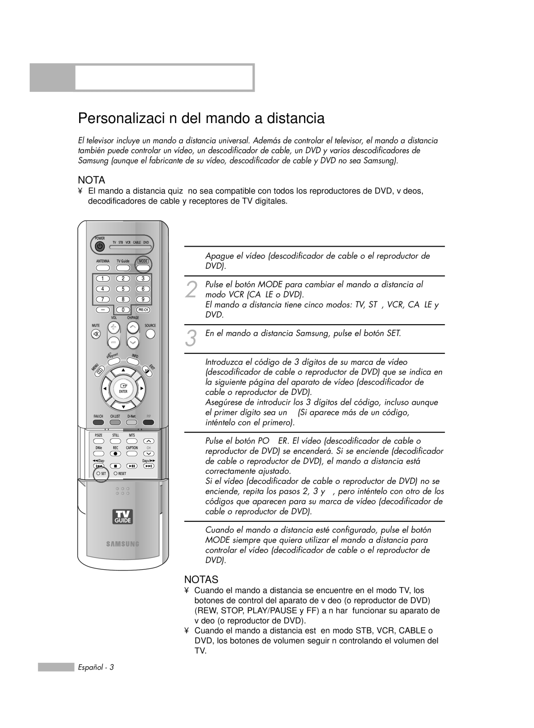 Samsung HL-R6178W, HL-R5078W, HL-R5678W, HL-R7178W manual Personalización del mando a distancia 