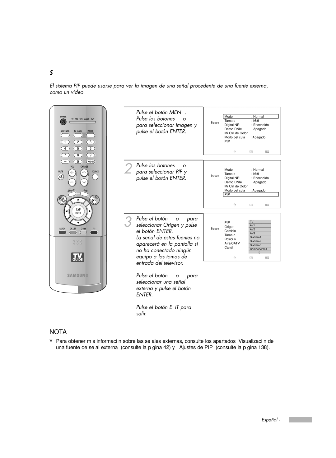 Samsung HL-R5078W, HL-R6178W, HL-R5678W, HL-R7178W manual Selección de una fuente externa 