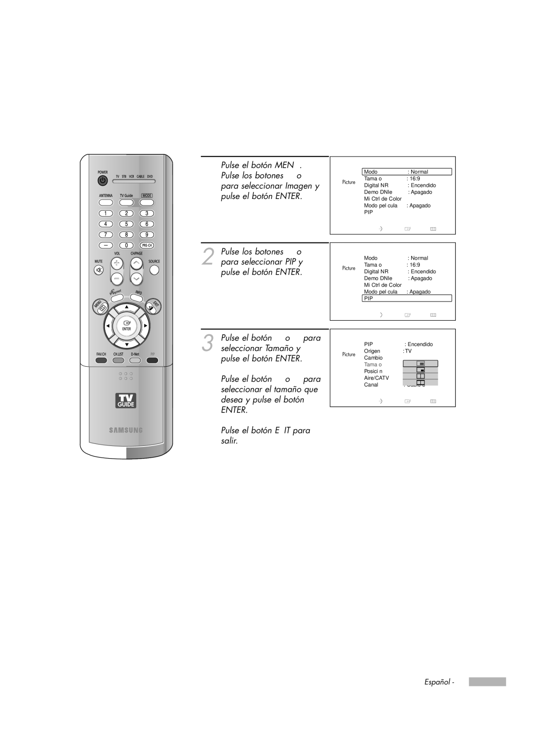 Samsung HL-R7178W, HL-R6178W, HL-R5078W, HL-R5678W manual Cambio del tamaño de la subimagen 