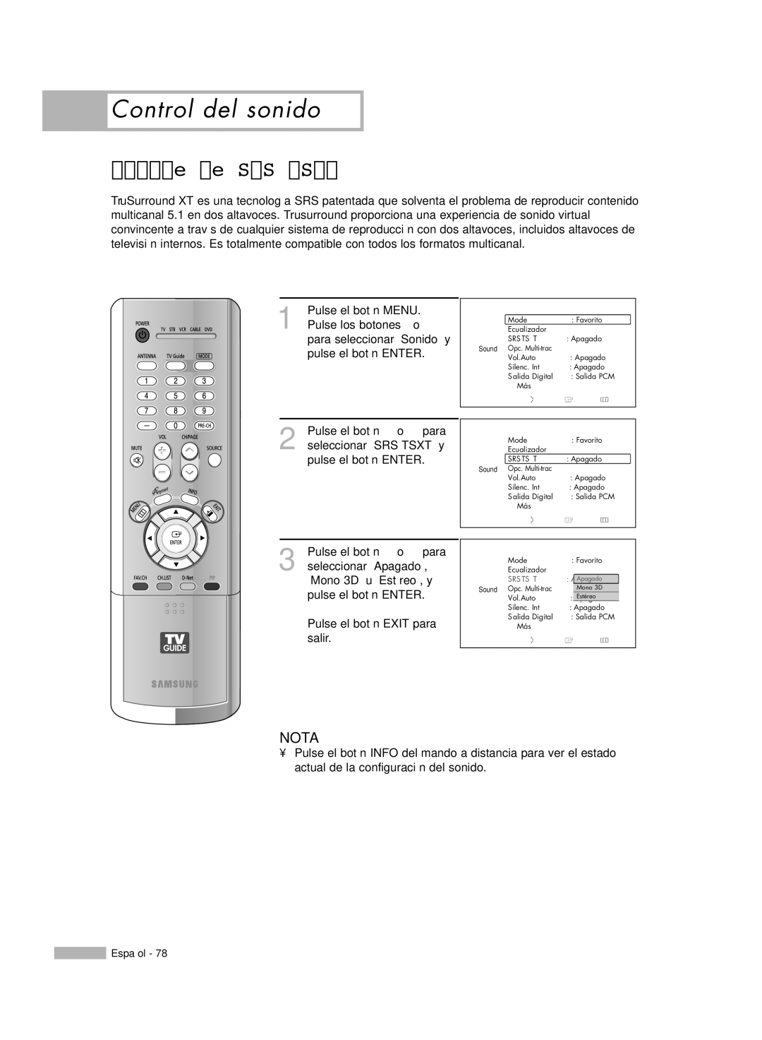 Samsung HL-R5678W, HL-R6178W, HL-R5078W, HL-R7178W manual Ajuste de SRS Tsxt 