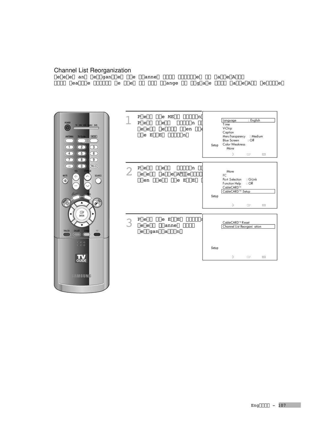 Samsung HL-R7178W, HL-R6178W, HL-R5678W manual Channel List Reorganization 