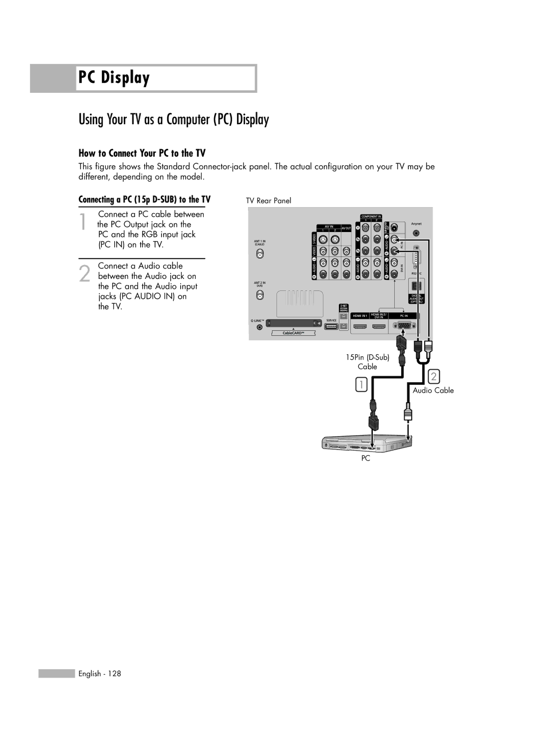 Samsung HL-R7178W, HL-R6178W, HL-R5678W manual Using Your TV as a Computer PC Display, How to Connect Your PC to the TV 