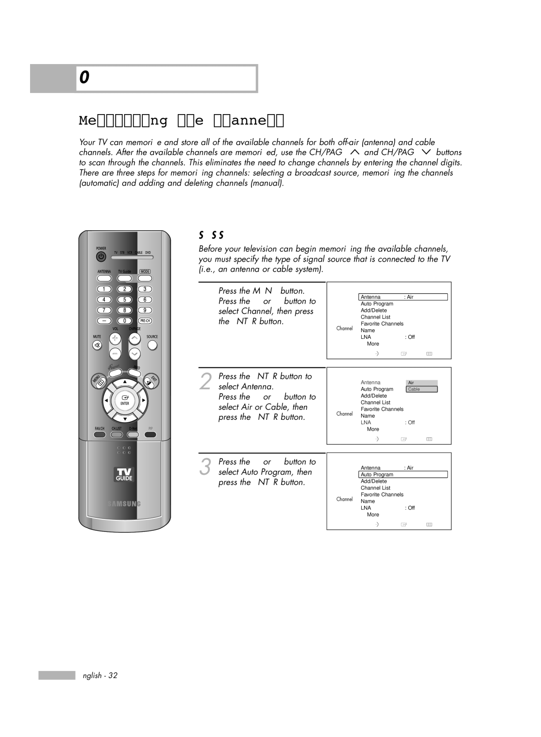 Samsung HL-R7178W, HL-R6178W, HL-R5678W manual Memorizing the Channels, Selecting the Video Signal Source 