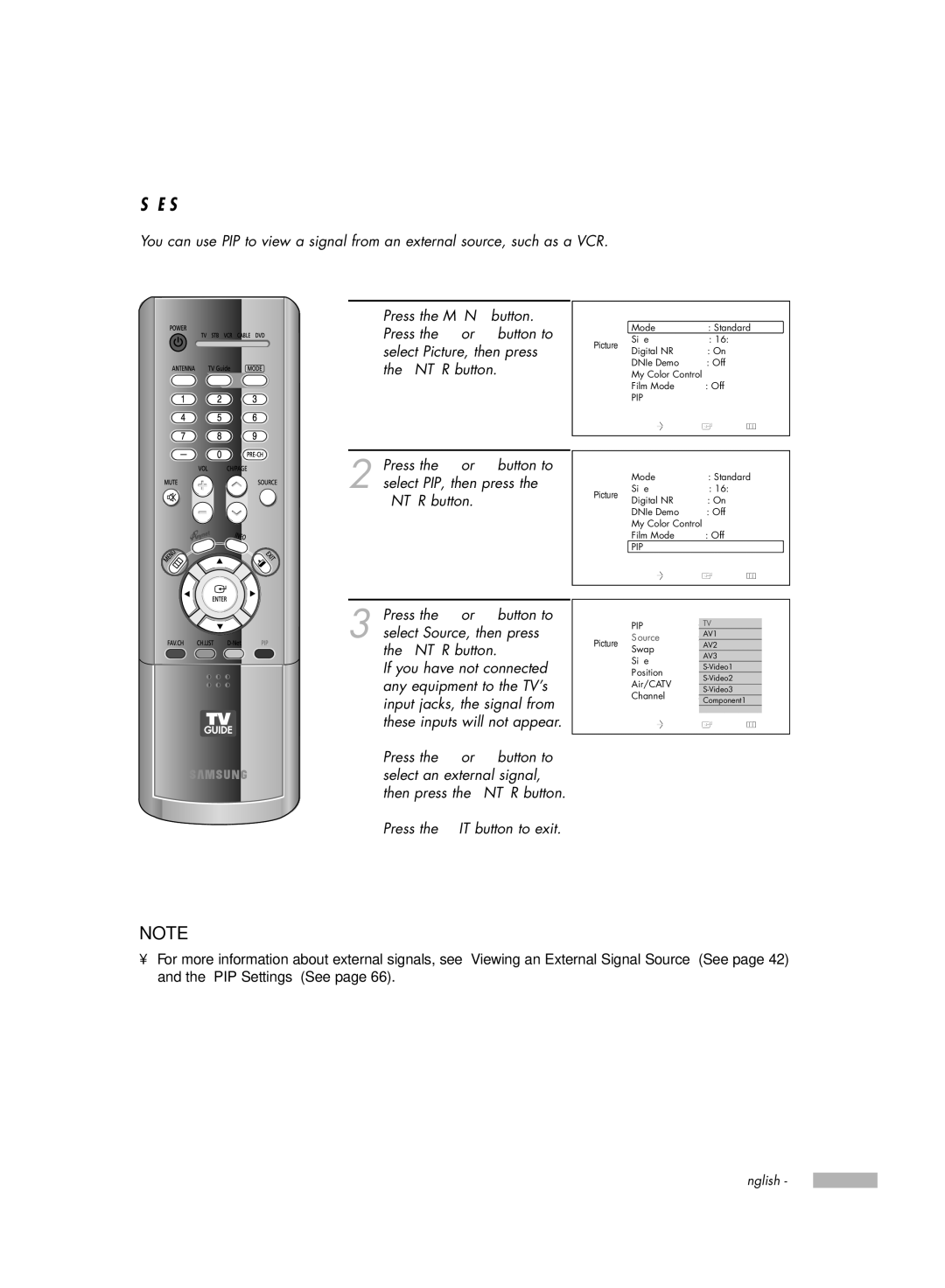 Samsung HL-R7178W, HL-R6178W, HL-R5678W manual Selecting an External Source, Pip 