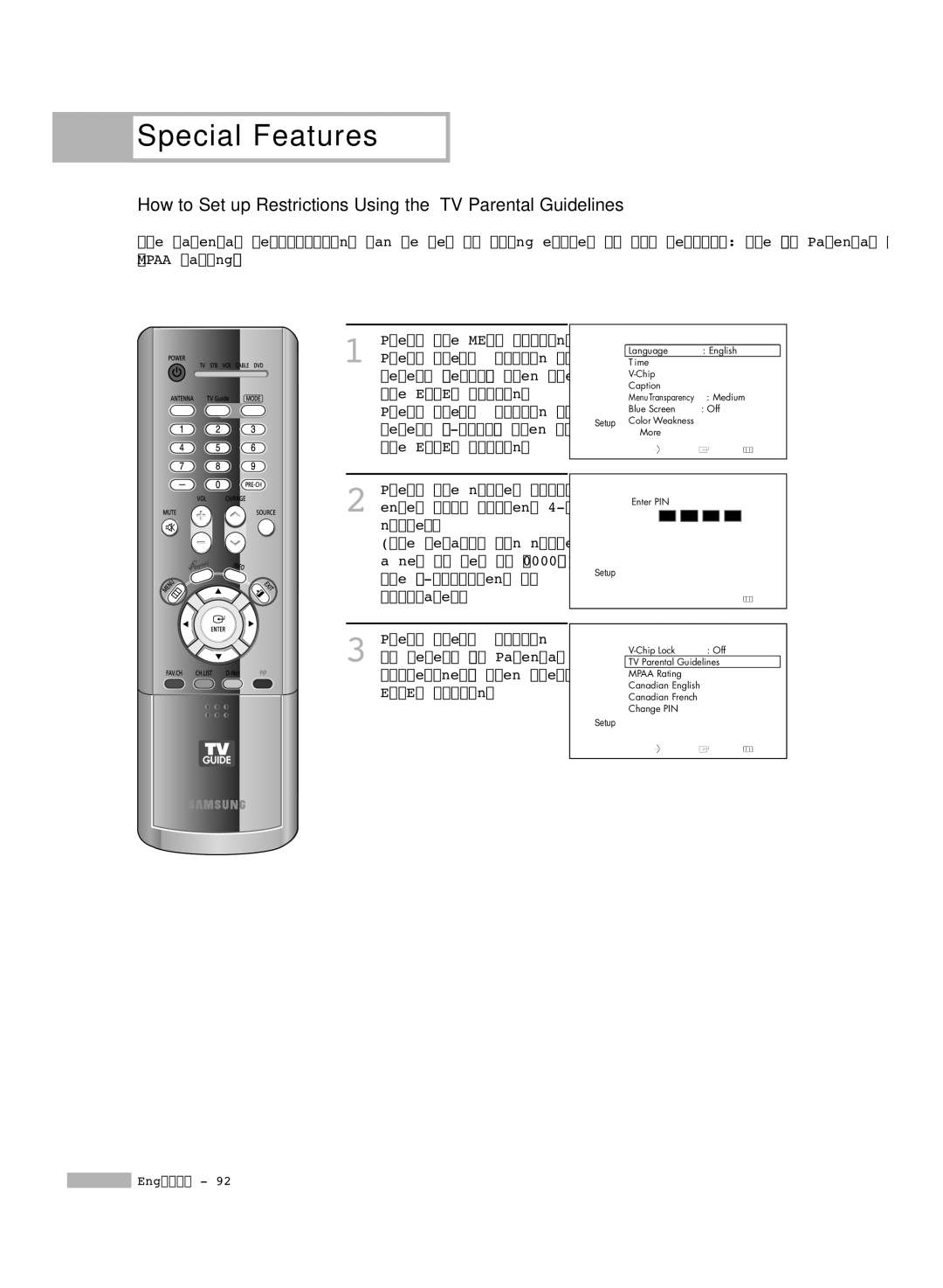 Samsung HL-R7178W, HL-R6178W, HL-R5678W manual How to Set up Restrictions Using the TV Parental Guidelines 