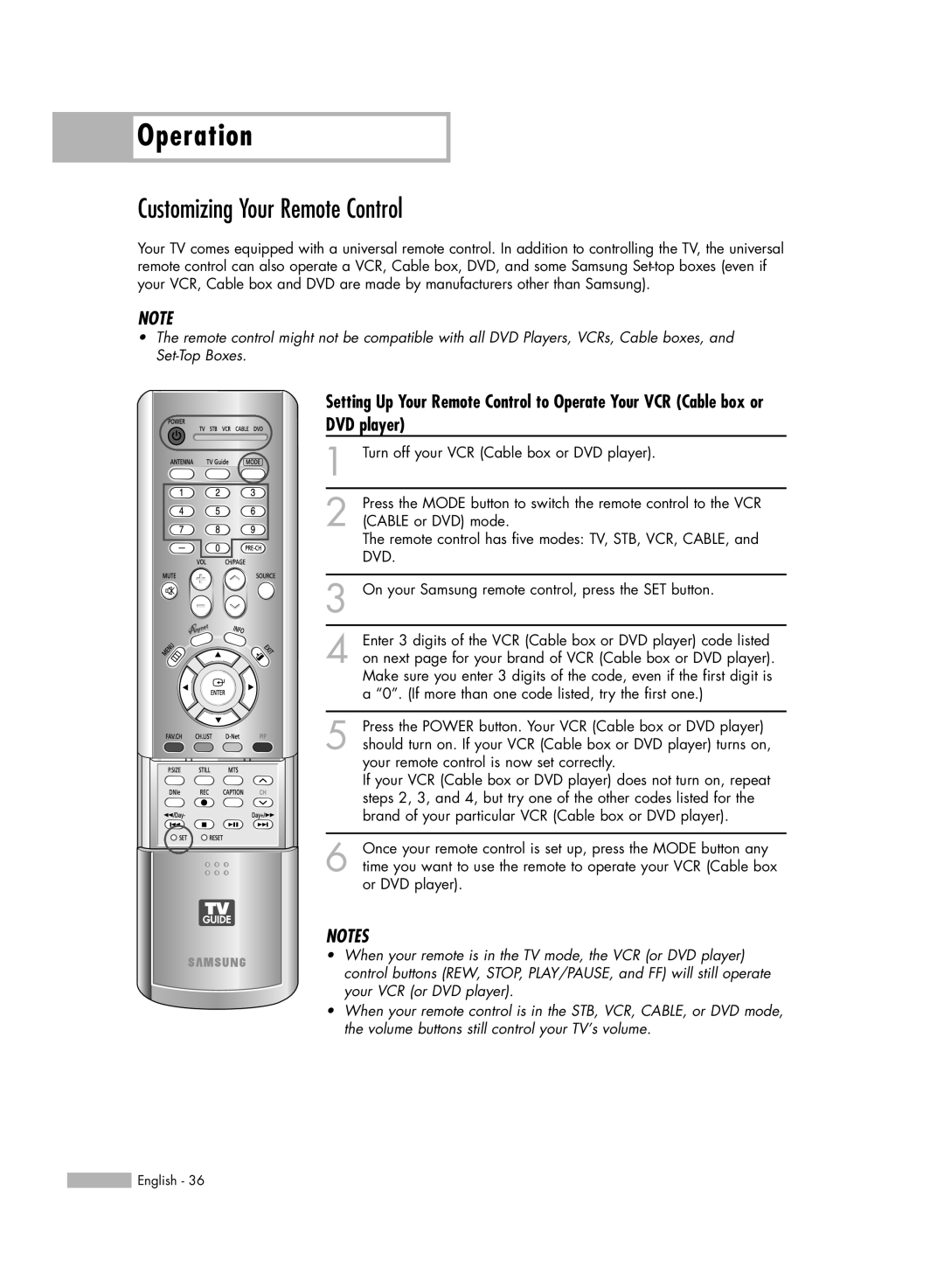 Samsung HL-R6767W manual Customizing Your Remote Control, DVD player 